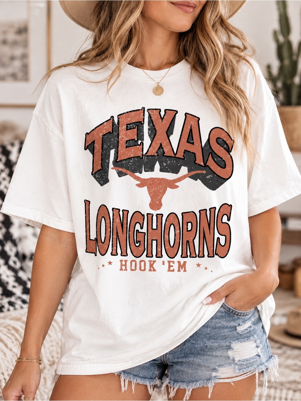 Texas Football Shirt Longhorn White Graphic Tee